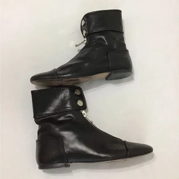 Zara Woman Black Studio Flat Ankle Zip Boots Size 39 - Picture 7 of 10